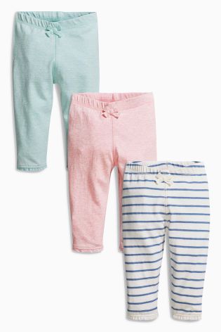 Stripe/Pink/Green Leggings Three Pack (0mths-2yrs)